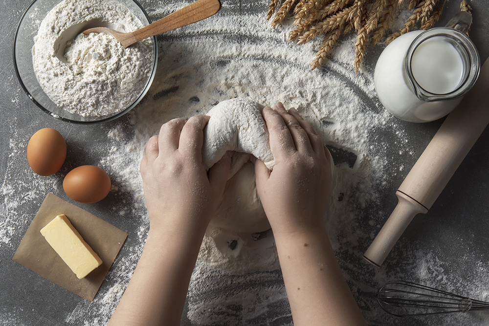 Still life with dough and flour.